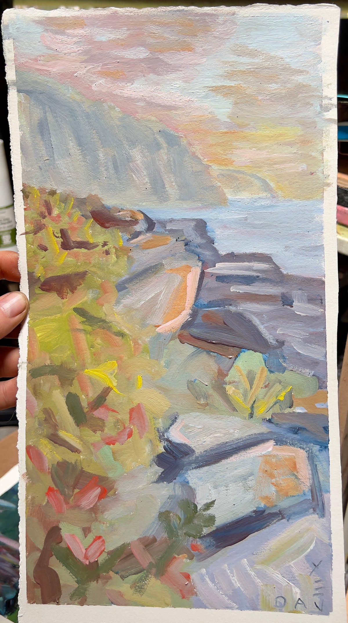 From Lights to Backbeach - 19cm x 36cm - Original Oil Painting on Arches Oil Paper - Unframed