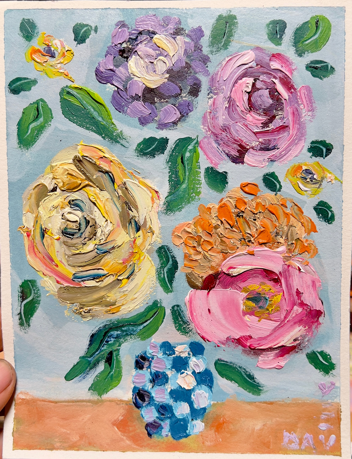 Pocket Posies 2 - 15cm x 20cm - Original Oil Painting on Arches Oil Paper - Unframed