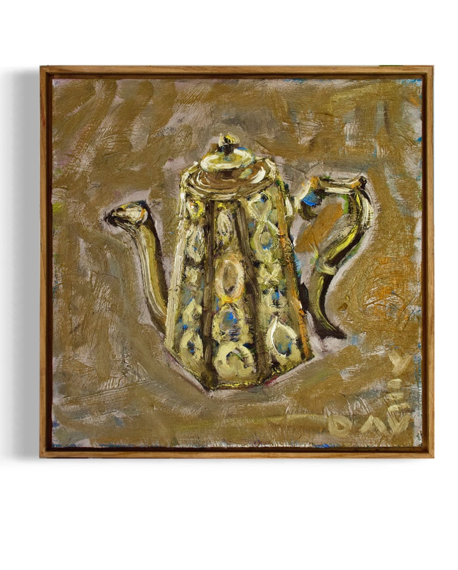 The Sassy Little Teapot - Original Oil on Aluminium Composite Panel - 30cm x 30cm - Framed in low-profile oak