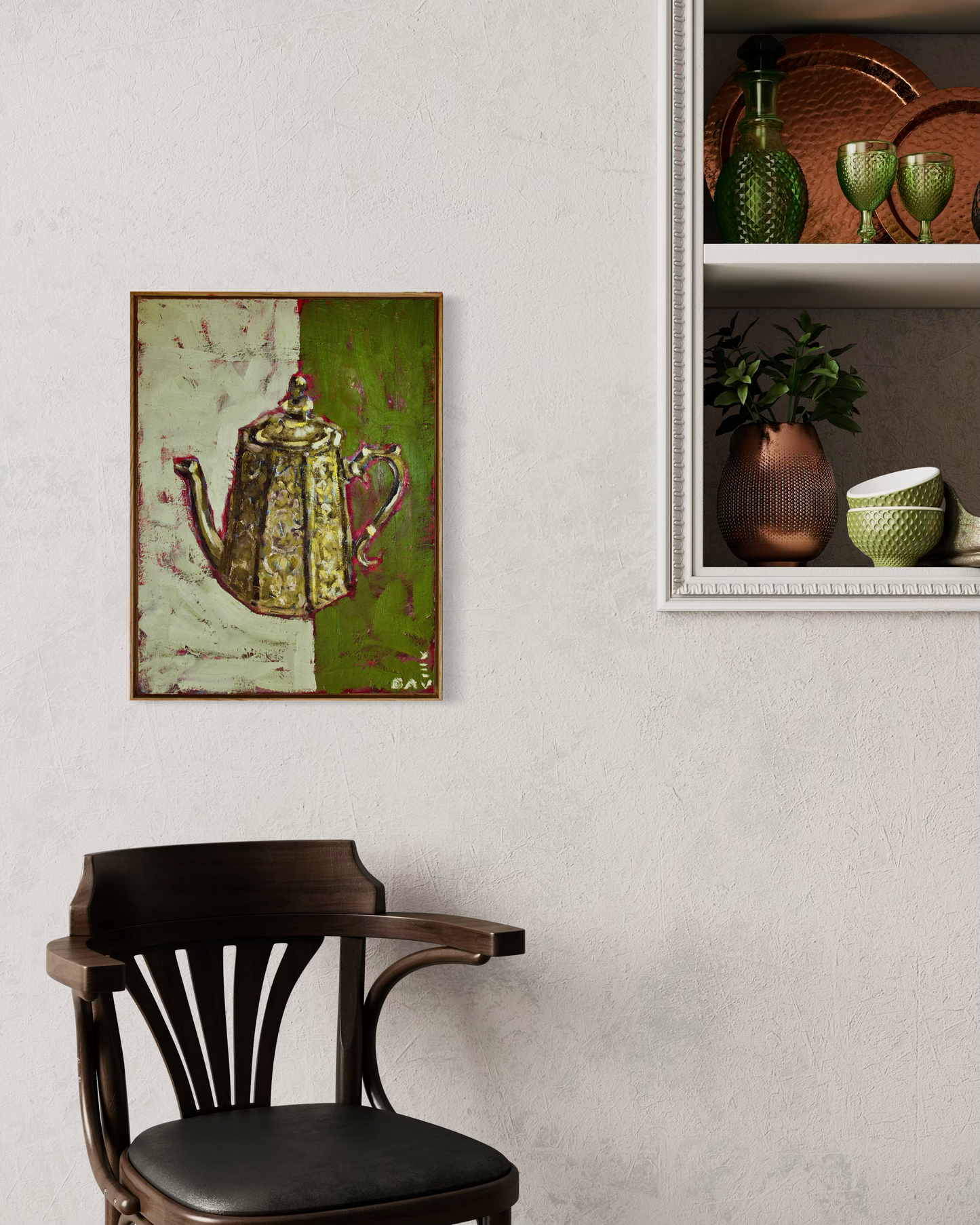 When the Teapot Started Talking - Original Oil on Aluminium Composite Panel - 41cm x 55cm - Framed in Low Profile Oak