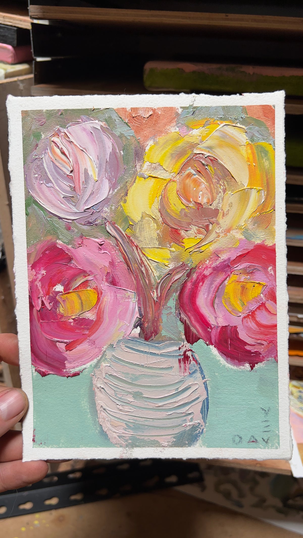 Pocket Posies 1 - 15cm x 20cm - Original Oil Painting on Arches Oil Paper - Unframed