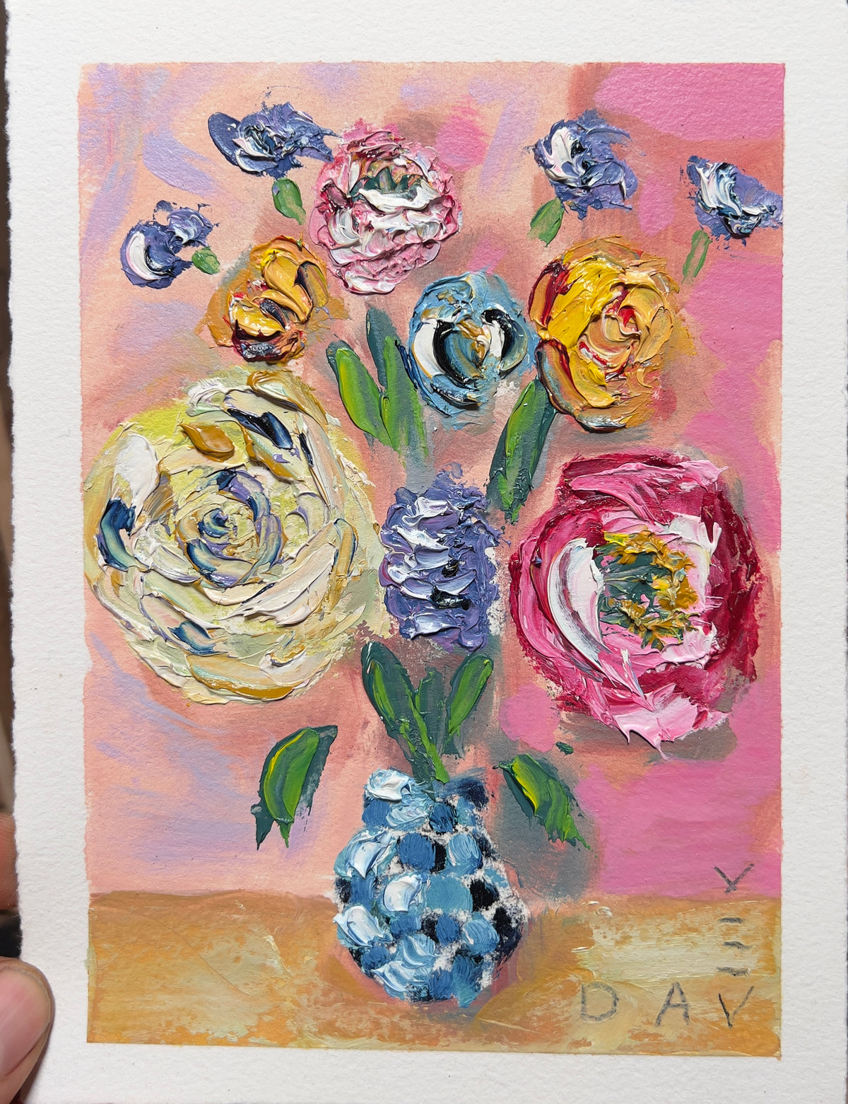 Pocket Posies 4 - 15cm x 20cm - Original Oil Painting on Arches Oil Paper - Unframed