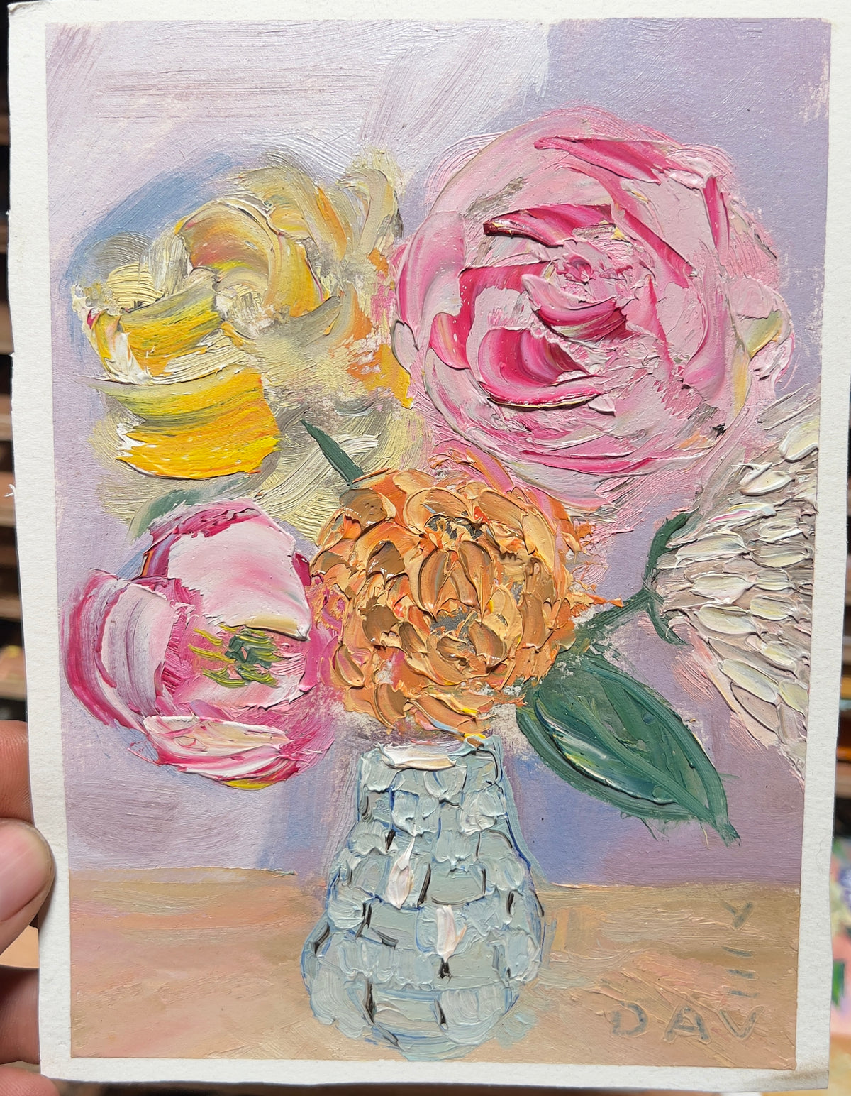 Pocket Posies 3 - 15cm x 20cm - Original Oil Painting on Arches Oil Paper - Unframed