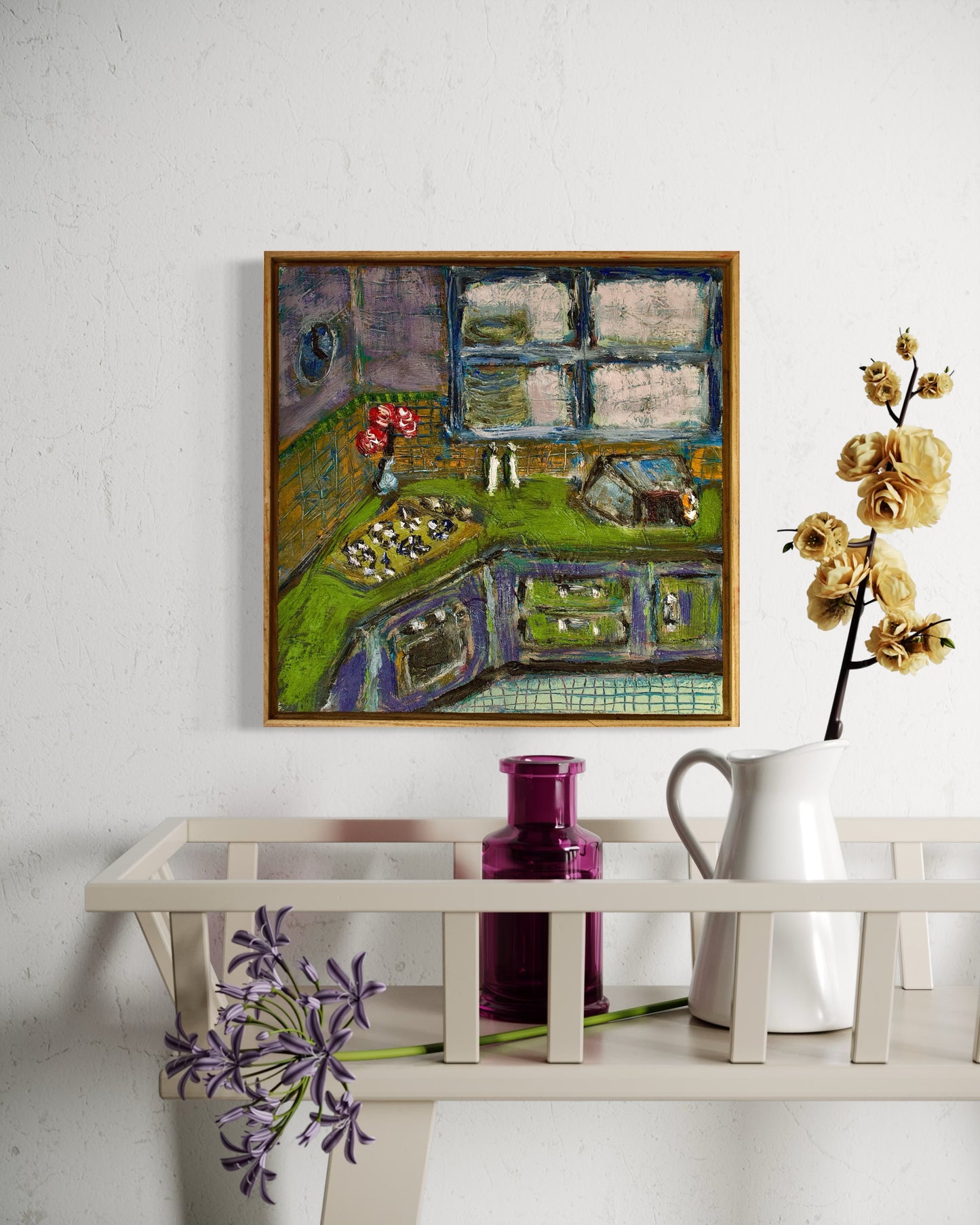 Zapped by the Microwave - Original Oil on Aluminium Composite Panel - 30cm x 30cm - Framed in Low-Profile Oak